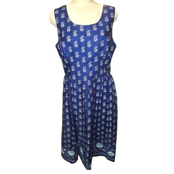 Handmade Midi Vintage Dress Suttles & Seawinds L Patchwork Cottagecore Costal - Picture 1 of 13